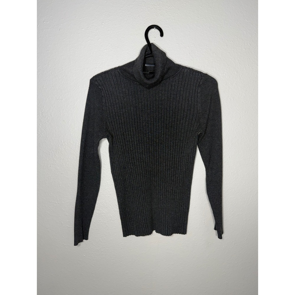Jones New York Signature Womens Gray Ribbed Turtleneck Sweater Size S